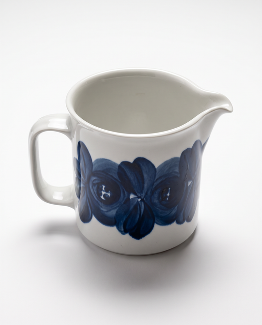 Vintage Arabia Anemone jug with hand-painted blue flowers, Ulla Procopé, detail 2