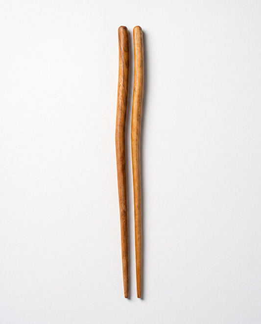 Handcarved solid teak wood chopsticks, detail 2