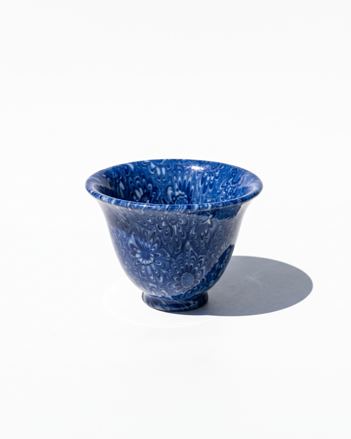 ACULI 1000 Flower bell-shaped cup, rainbow blue neriage flowers, handmade in France