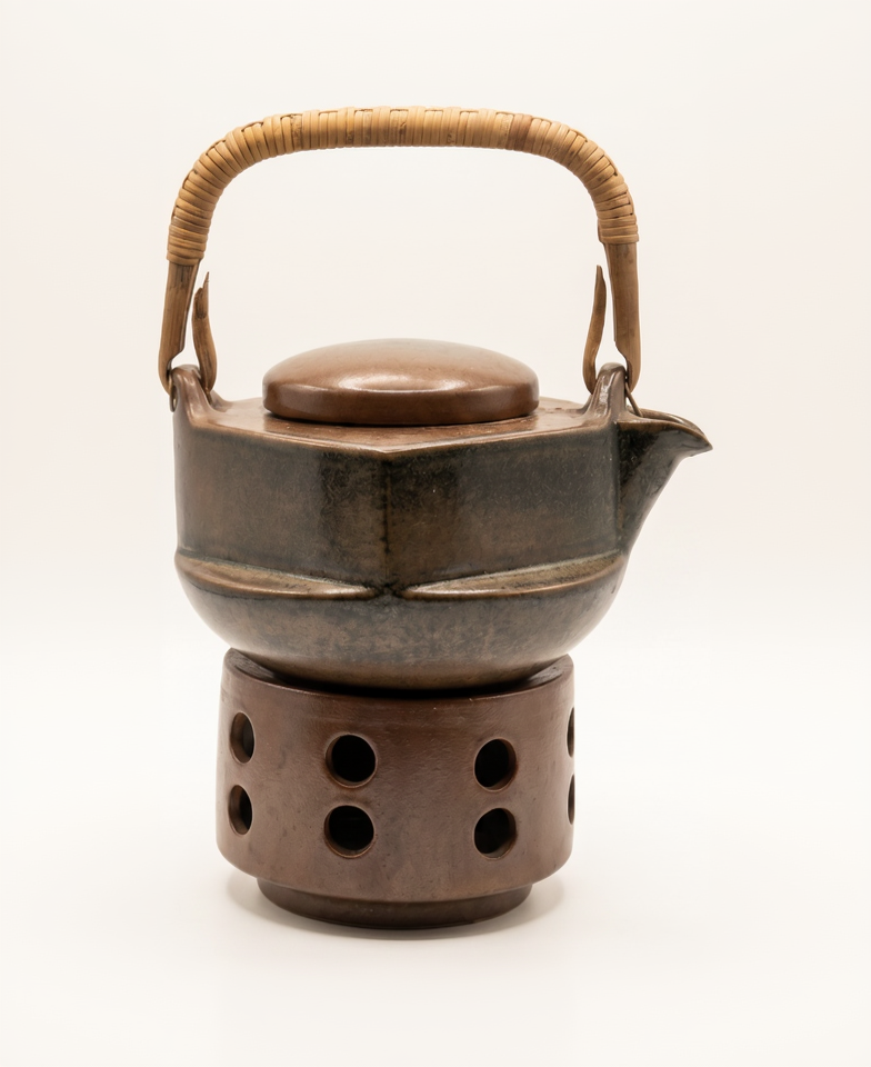 Vintage Japanese Wabi teapot with matching tea warmer, detail 3