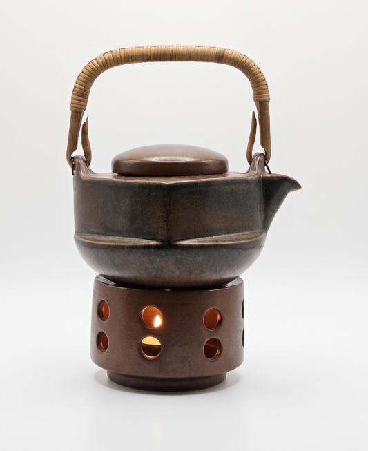 Vintage Japanese Wabi teapot with matching tea warmer, detail 2