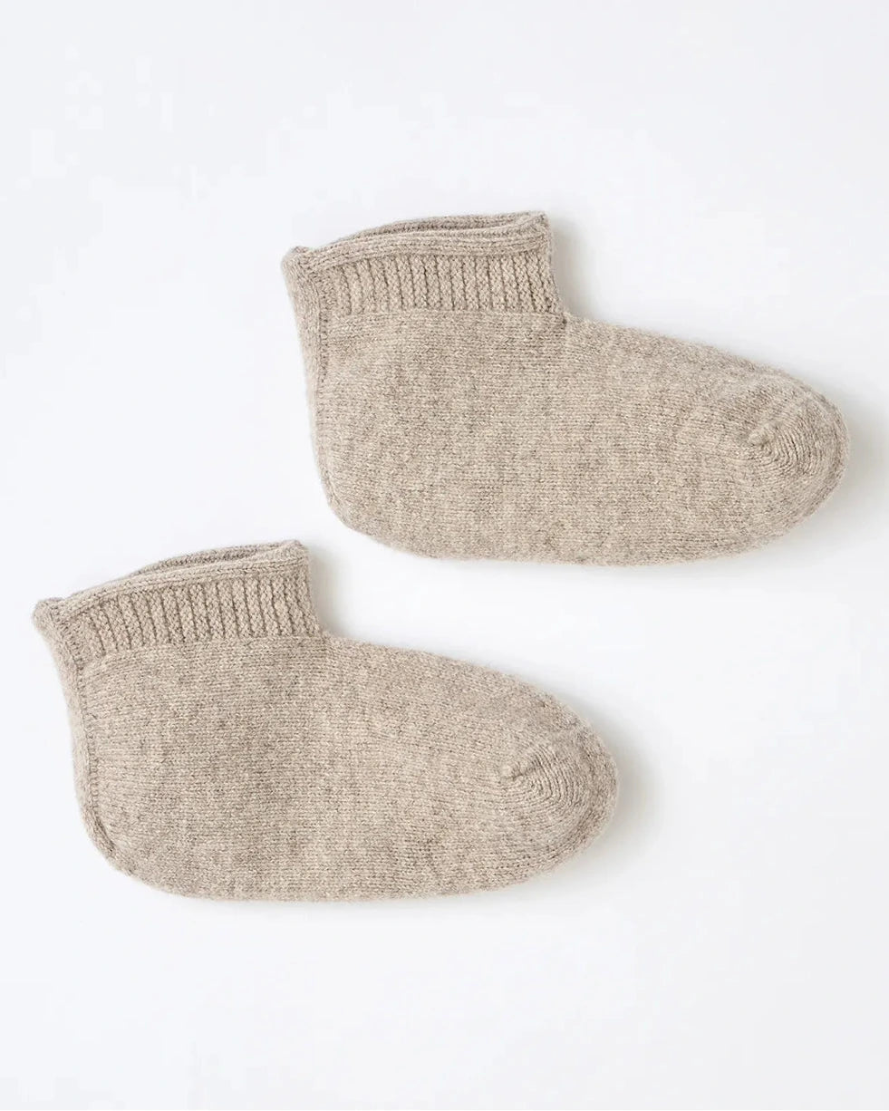 Japanese undyed wool home socks, light brown, French Bull