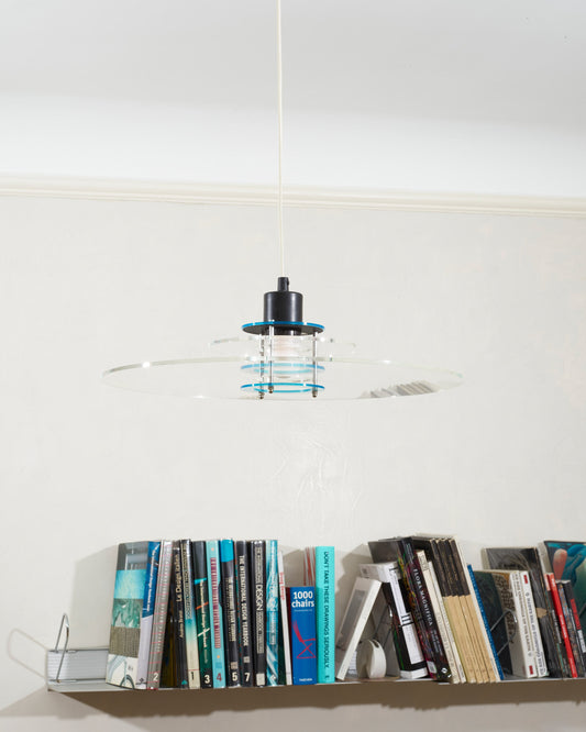 Vintage Danish Space Age transparent plexiglass pendant lamp, 1980s, detail 2