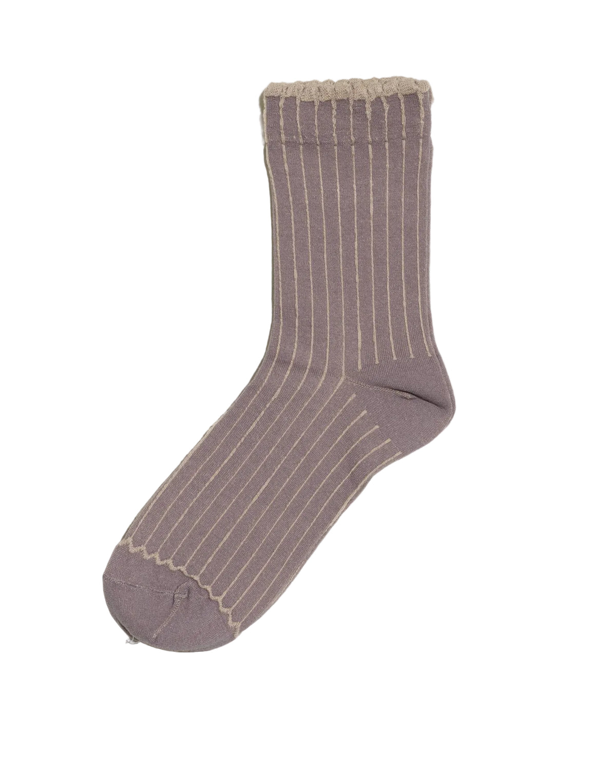 Japanese cotton socks with textured stripes and curved cuff, French Bull, detail 3