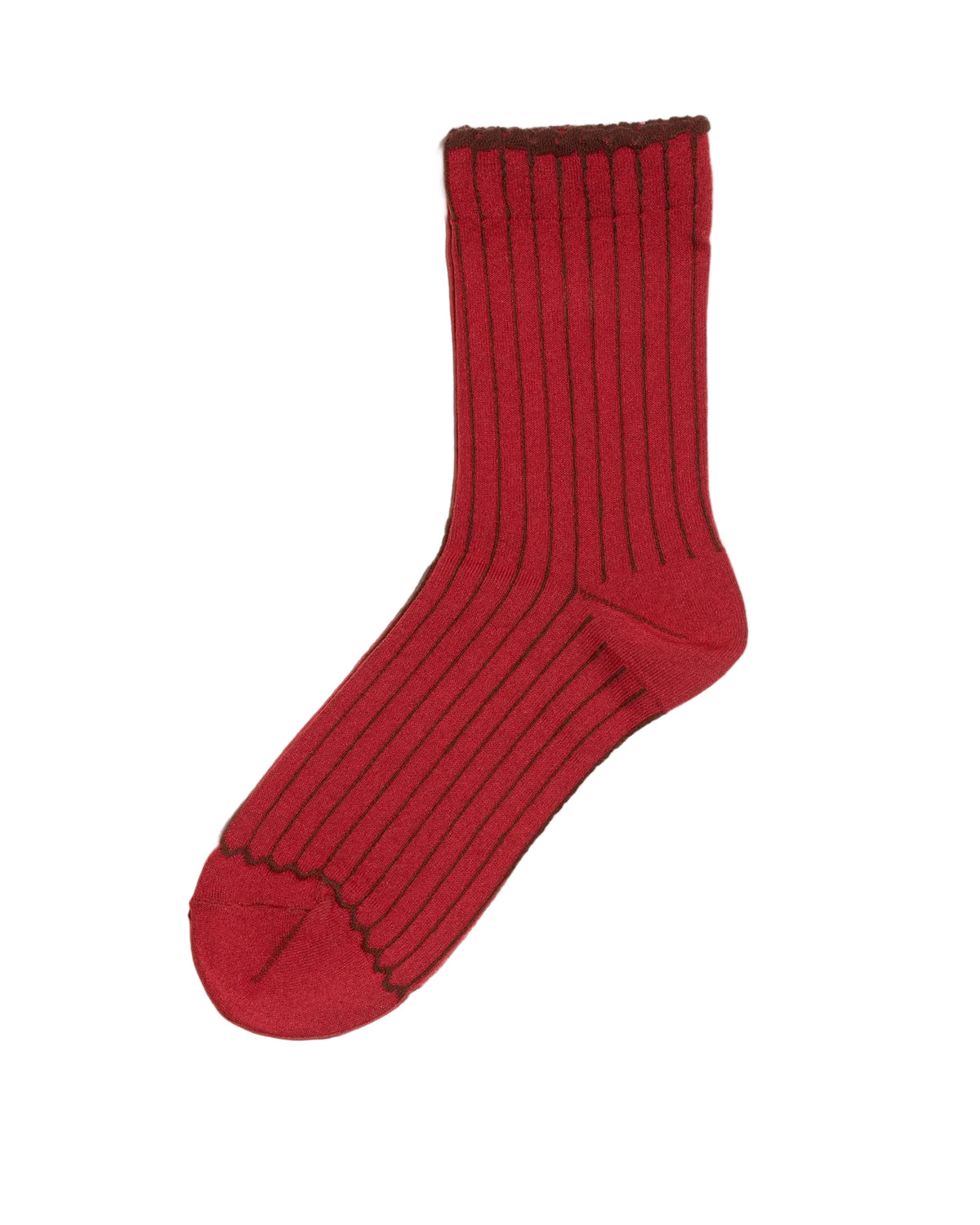 Japanese cotton socks with textured stripes and curved cuff, French Bull