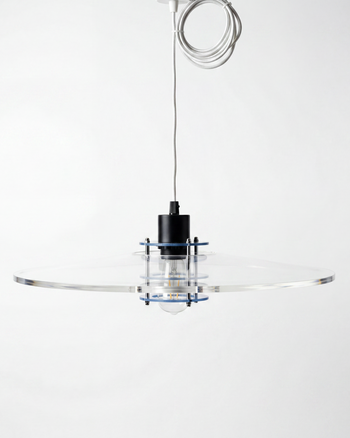 Vintage Danish Space Age transparent plexiglass pendant lamp, 1980s