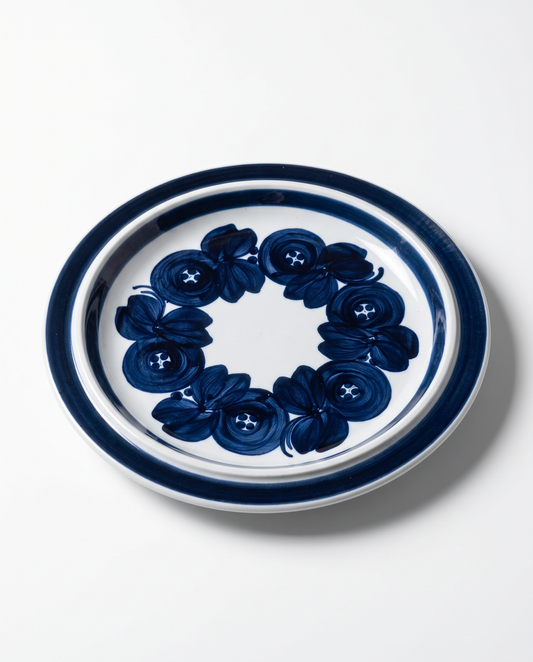 Vintage Arabia Anemone large serving plate, hand-painted blue flowers, Ulla Procopé