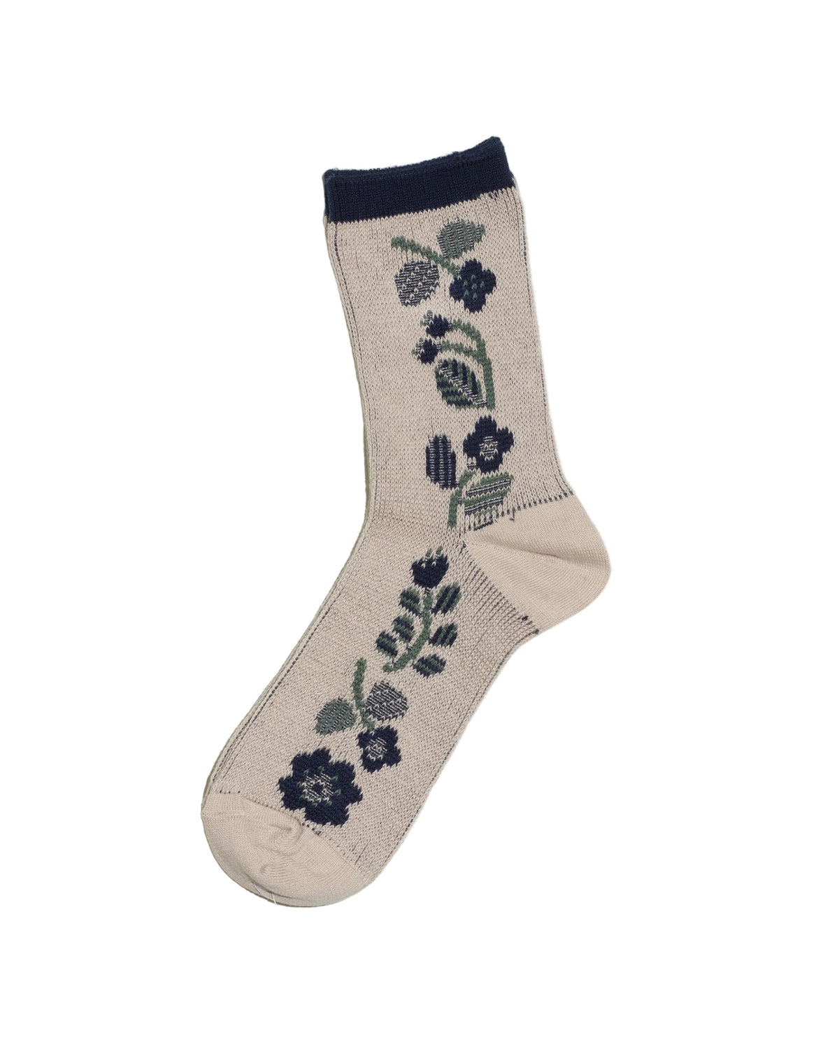 Japanese jacquard cotton socks with aligned flower pattern, French Bull, detail 3