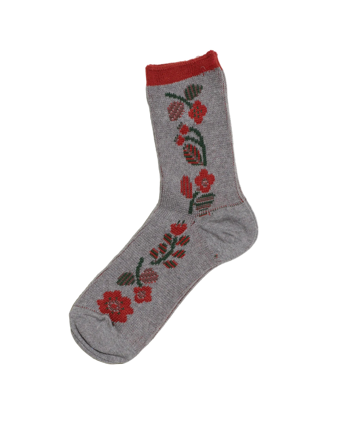 Japanese jacquard cotton socks with aligned flower pattern, French Bull, detail 2