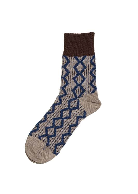 Japanese linen and cotton socks with rhythmic colour pattern, Jake, detail 2