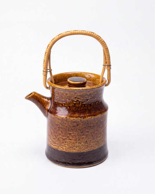 Vintage Rörstrand Sahara teapot by Carl-Harry Stålhane, brown earthy glaze, 1960s
