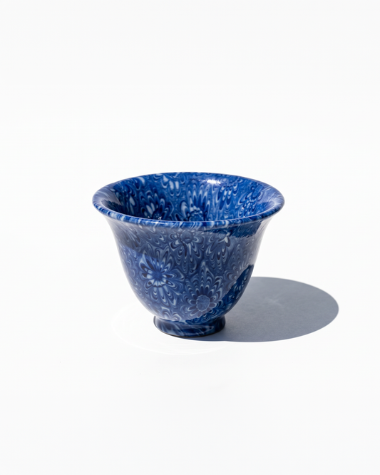 ACULI 1000 Flower bell-shaped cup, rainbow blue neriage flowers, handmade in France