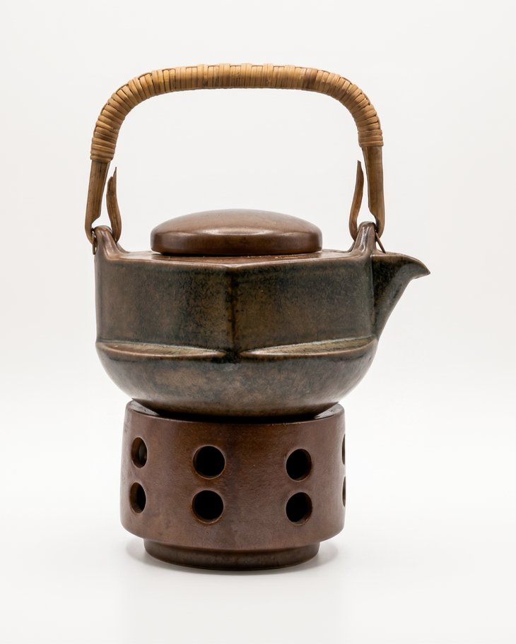 Vintage Japanese Wabi teapot with matching tea warmer