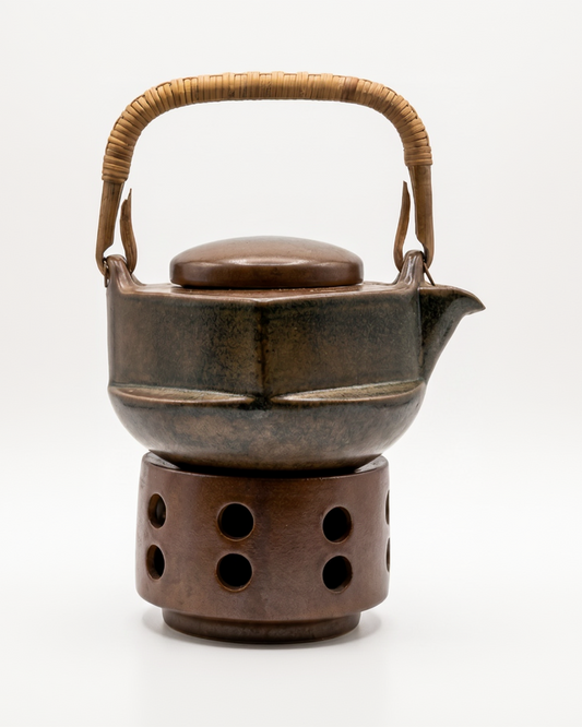 Vintage Japanese Wabi teapot with matching tea warmer