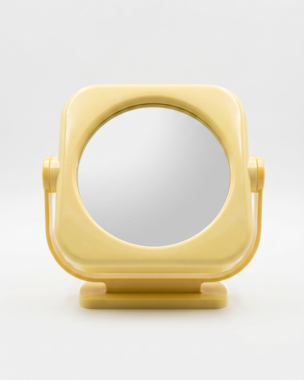 Vintage Space Age double-sided round plastic vanity mirror, 1970s